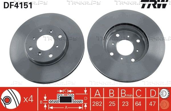 Тормозной диск TRW. Артикул DF4151
