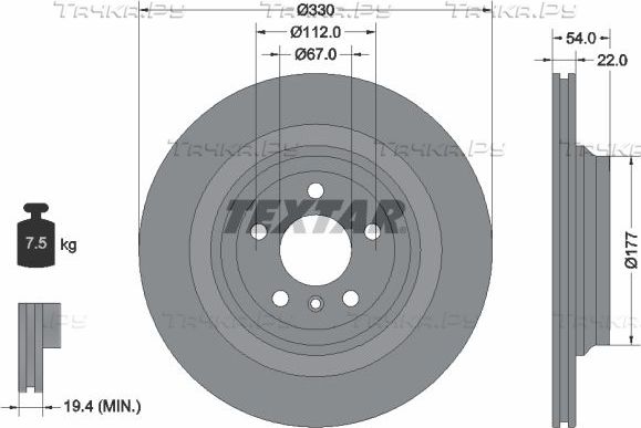 Тормозной диск Textar Pro+. Артикул 92273505