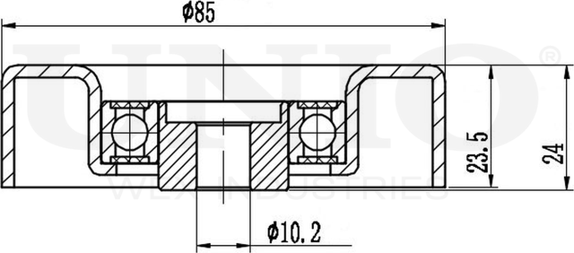 Ролик поликлинового ремня направляющий (Unio). Артикул TNS-10072