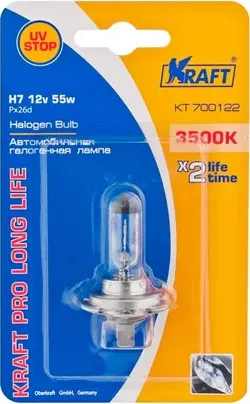 Автолампа H7 12v55w (PX26d) Kraft Pro Long Life. Артикул KT700122