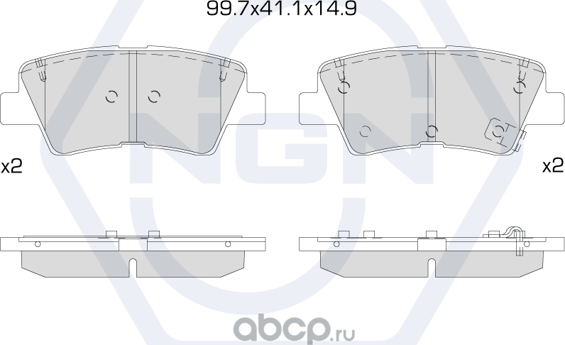 Колодки тормозные керамические, задние (NGN). Артикул 3501980