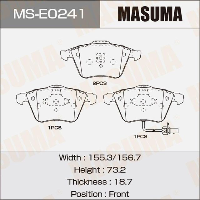 Тормозные колодки Masuma. Артикул MS-E0241