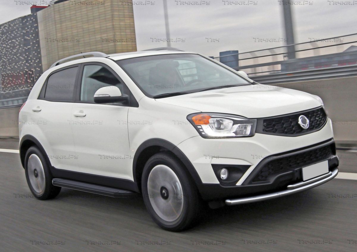 Пороги алюминиевые Rival Premium-Black для SsangYong Actyon II 2010-2013. Артикул A173ALB.5303.2