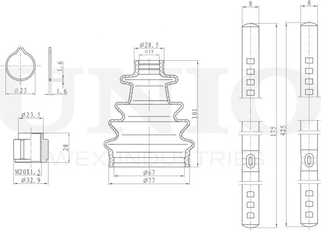Пыльник ШРУС, комплект (Unio). Артикул DUC-30071K