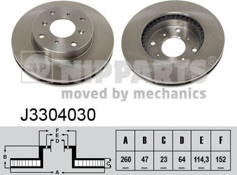 Тормозной диск Nipparts передний для Honda Prelude V 1996-2000. Артикул J3304030