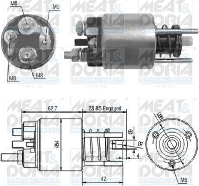 Втягивающее реле стартера Meat & Doria. Артикул 46128