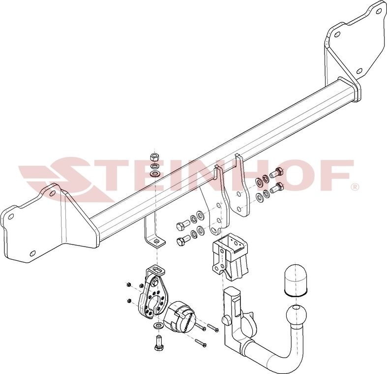 Фаркоп Steinhof для Mini Paceman 3D (R61) 2WD 2012-2016. Быстросъемный крюк. Артикул M-283