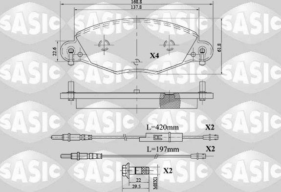 Тормозные колодки Sasic передние для Citroen C5 I 2001-2008. Артикул 6210062