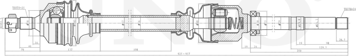 Вал приводной (Unio). Артикул CVJ-10036