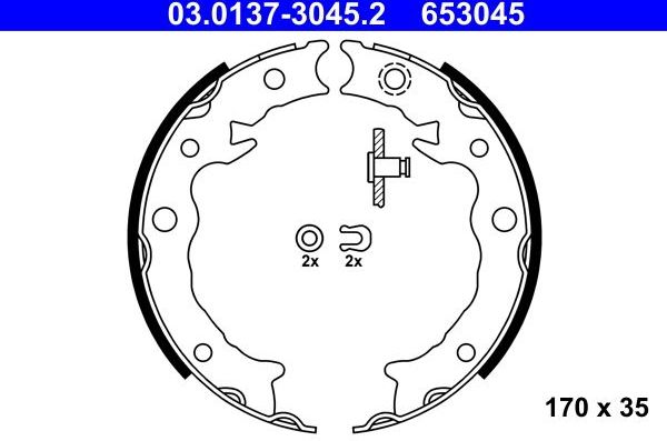 Тормозные колодки (стояночная тормозная система) ATE. Артикул 03.0137-3045.2