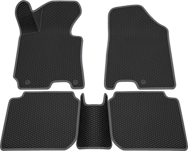 Коврики Rezkon 3D EVA ромб резиновые для салона Kia Cerato III 2013-2018 Серый кант. Артикул 9221010202