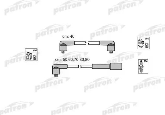 Высоковольтные провода (провода зажигания) (комплект) Patron для Audi 90 I (B2) 1984-1987. Артикул PSCI1010