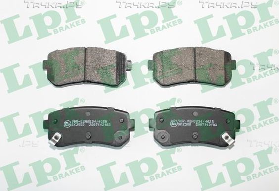 Тормозные колодки LPR задние для Kia Sportage IV 2015-2022. Артикул 05P2103