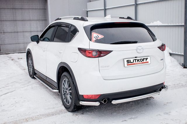 Защита Slitkoff заднего бампера d57 для Mazda CX-5 II 2017-2026. Артикул MZCX175-06