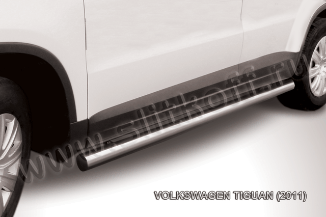 Пороги Slitkoff труба d76 для Volkswagen Tiguan 2011-2016. Артикул VWTIG-006