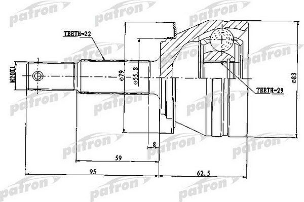 Шрус наружный (граната) Patron для Daewoo Espero 1995-1999. Артикул PCV1234