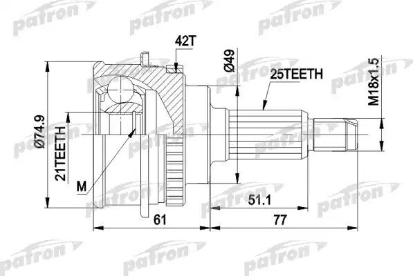 Шрус наружный (граната) Patron. Артикул PCV1266