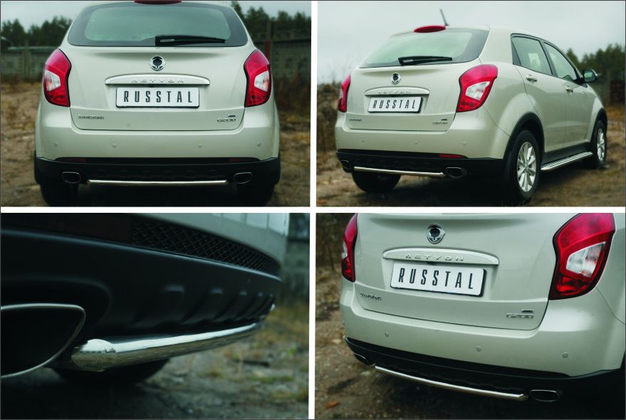Защита RusStal заднего бампера d42 (дуга) для SsangYong Actyon II 2014-2026. Артикул SYAZ-001979