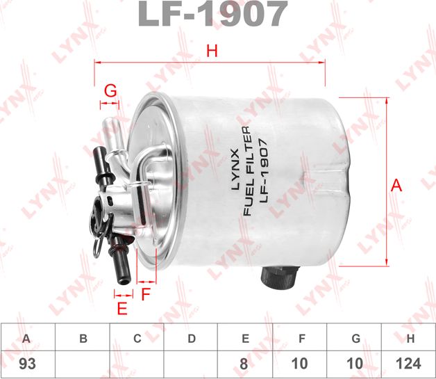 Топливный фильтр LYNXauto. Артикул LF-1907
