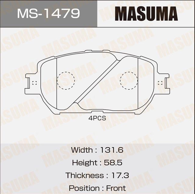 Тормозные колодки Masuma передние для Lexus ES III 2001-2006. Артикул MS-1479