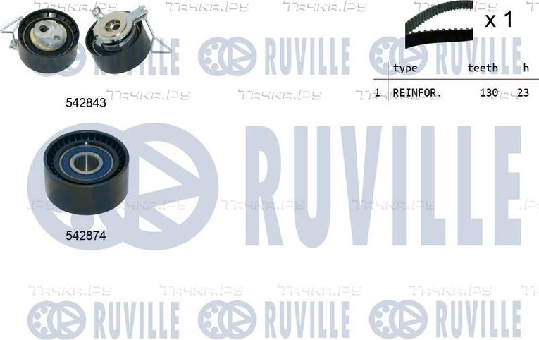 Ремень ГРМ с роликами (комплект) Ruville для Volvo V70 III 2013-2016. Артикул 550499