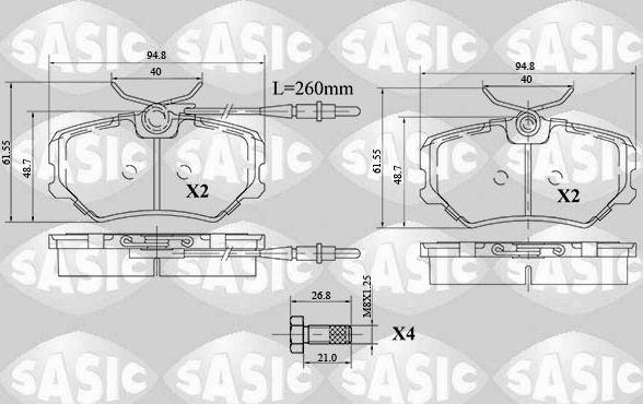 Тормозные колодки Sasic. Артикул 6210063