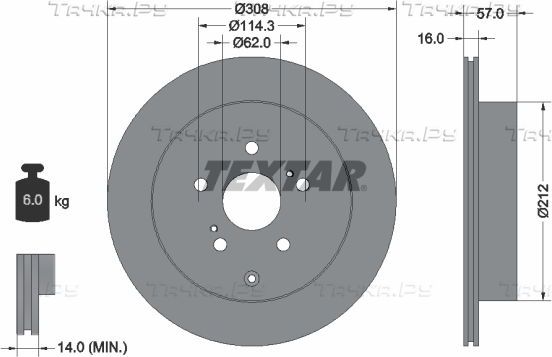 Тормозной диск Textar задний для Suzuki Grand Vitara III 2005-2015. Артикул 92222200