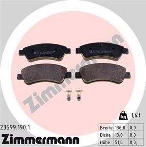 Тормозные колодки Zimmermann передние для Citroen C3 II 2009-2016. Артикул 23599.190.1