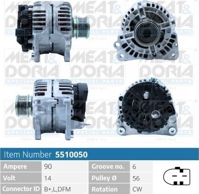 Генератор Meat & Doria для SEAT Ibiza IV 2008-2010. Артикул 5510050