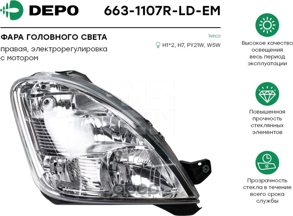 Фара правая Ивеко Дейли DEPO. Артикул 6631107RLDEM