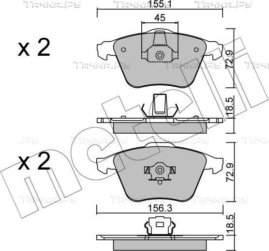 Тормозные колодки Metelli передние для Volvo S40 II 2004-2010. Артикул 22-0549-3
