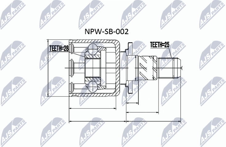Шрус внутренний (граната) NTY. Артикул NPW-SB-002