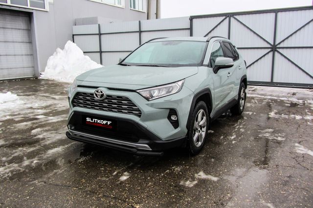 Защита Slitkoff переднего бампера d57/42 двойная для Toyota RAV4 V 2018-2026 ЧЕРНАЯ матовая. Артикул TR419-001B
