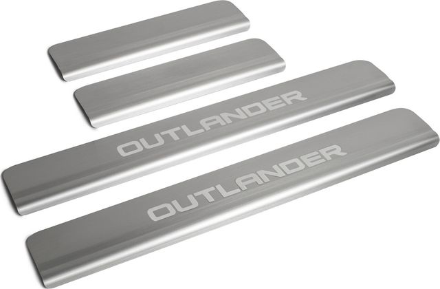 Накладки Rival на пороги (с надписью) для Mitsubishi Outlander III рестайлинг 2015-2018 2018-2026. Артикул NP.4006.3