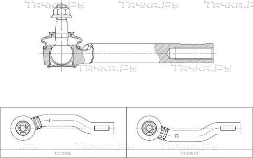 Наконечник рулевой тяги CTR. Артикул CE1093L