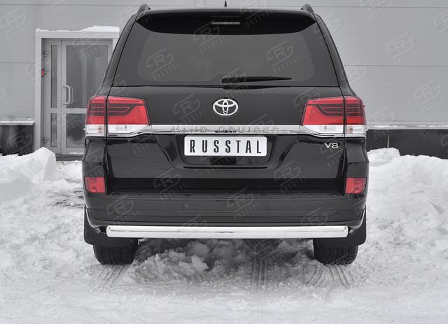 Защита RusStal заднего бампера d75х42 дуга для Toyota Land Cruiser 200 Executive Lounge 2018-2021. Артикул TLCZ-003122