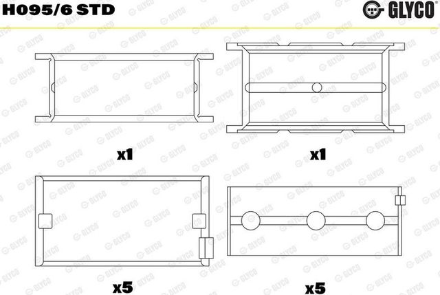 Вкладыши коренные Glyco для Volvo V70 II 2001-2008. Артикул H095/6 STD