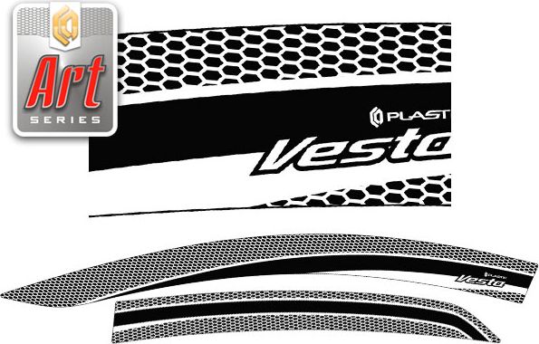Дефлекторы СА Пластик для окон (Серия Art белая) ВАЗ Lada Vesta  2015–2026. Артикул 2010031411742