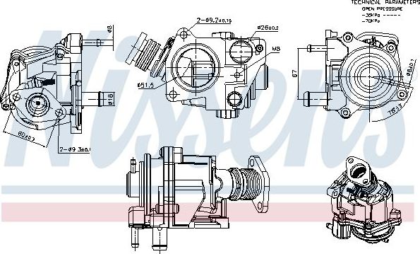 Клапан EGR (рециркуляции выхлопных газов) Nissens (алюминий). Артикул 98424