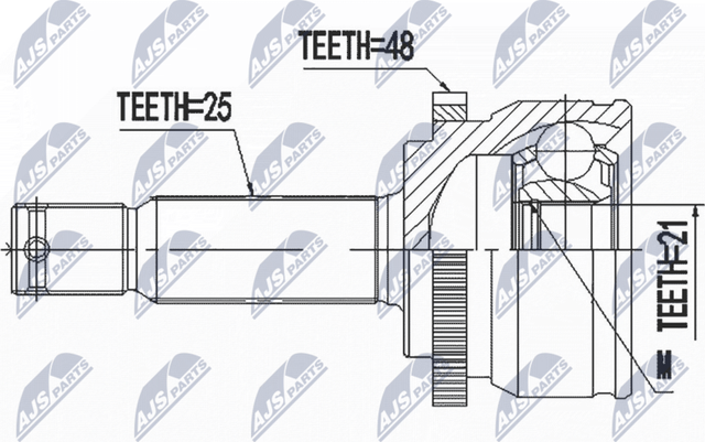 Шрус внутренний (граната) NTY передний для Hyundai i20 I 2008-2015. Артикул NPZ-HY-555