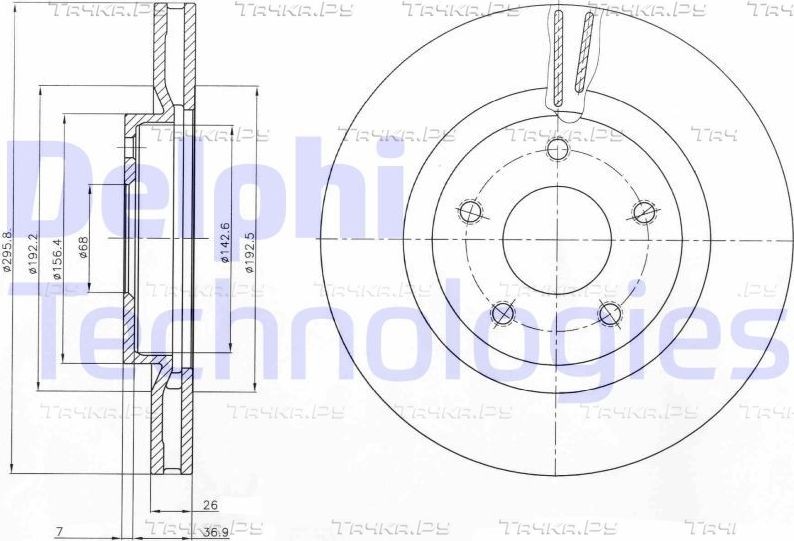 Тормозной диск Delphi передний для Nissan Qashqai I 2007-2013. Артикул BG4109C