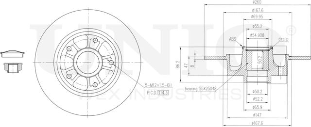 Диск тормозной (Unio). Артикул BRD-20557