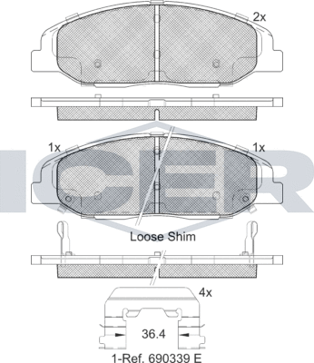 Тормозные колодки Icer передние для Cadillac STS I 2009-2012. Артикул 182141