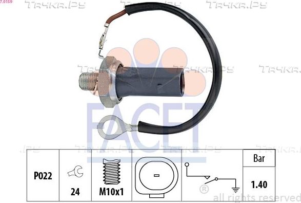 Датчик давления масла Facet Made in Italy - OE Equivalent для SEAT Toledo III 2004-2009. Артикул 7.0159