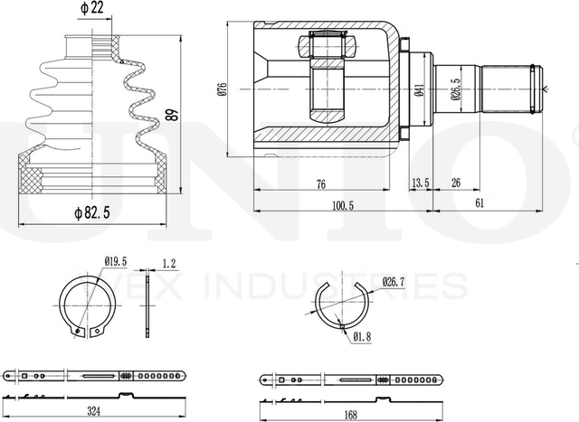 ШРУС внутренний (Unio). Артикул CVJ-30012