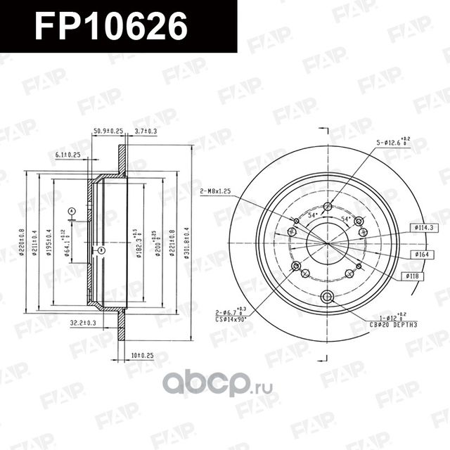 Диск тормозной задний (FAP). Артикул FP10626
