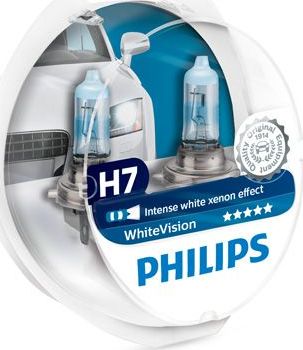 H7 12V- 55W (PX26d) (абсолютно белый свет) White Vision +W5W 12V-5W (W2,1x9,5d) WHV (по 2 шт) Philips WhiteVision. Артикул 12972WHVSM