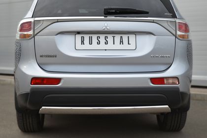 Защита RusStal заднего бампера d75х42 овал (дуга) для Mitsubishi Outlander III 2012-2014. Артикул MRZ-001060