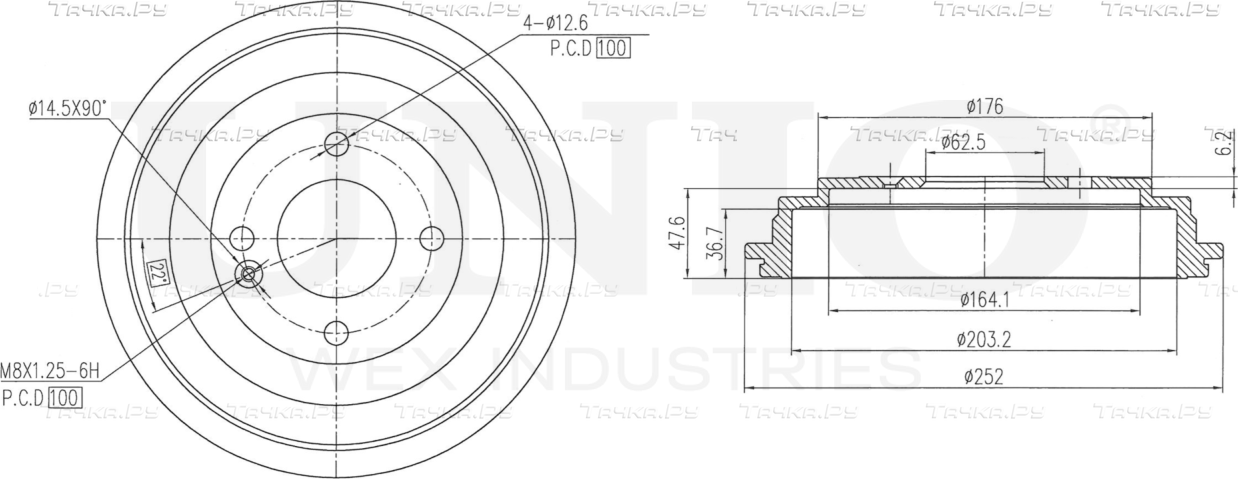 Барабан тормозной (Unio). Артикул BRD-10024