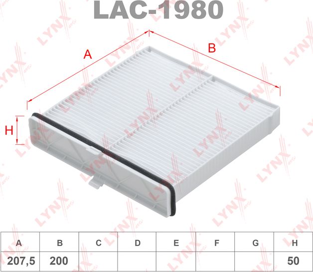 Салонный фильтр LYNXauto. Артикул LAC-1980